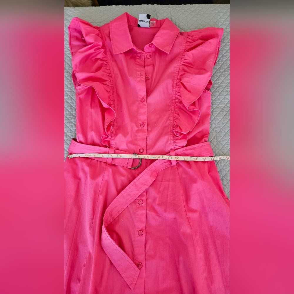Pink Ruffled Button-Down Dress - Picture 13 of 15